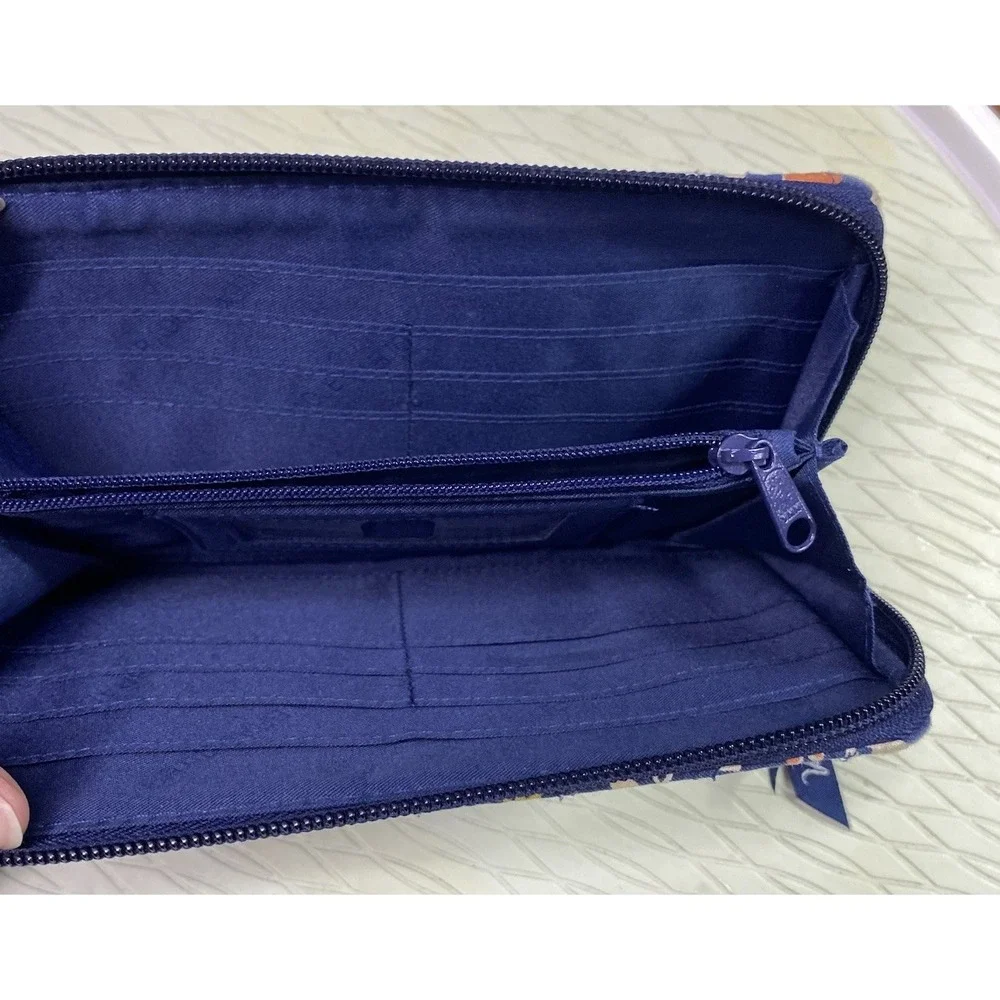 Vera Bradley Womens Quilted Blue Wallet‎ Clutch Zip-around